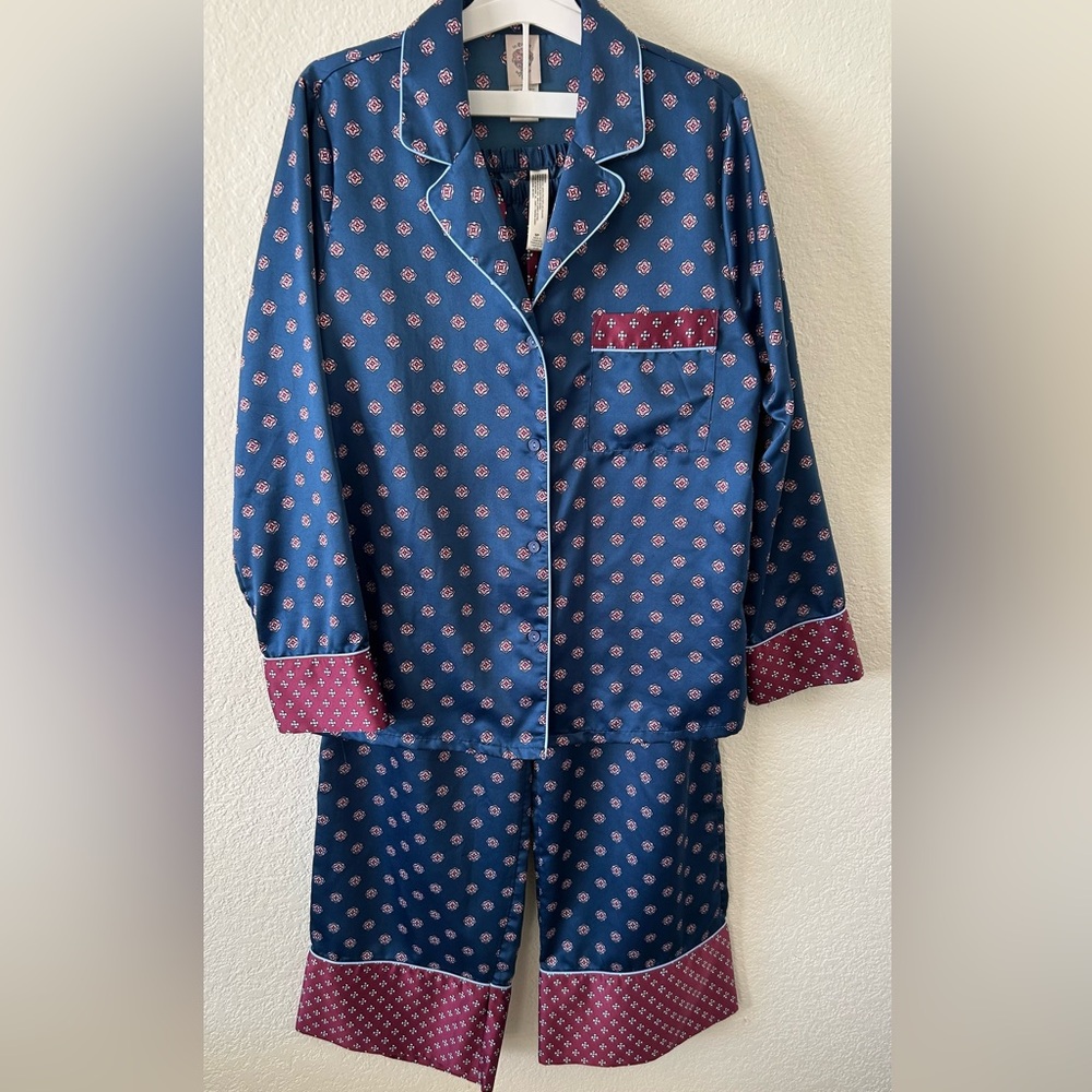 In Bloom by Jonquil - Satin‎ Blue and Red Pajamas Set - Size S